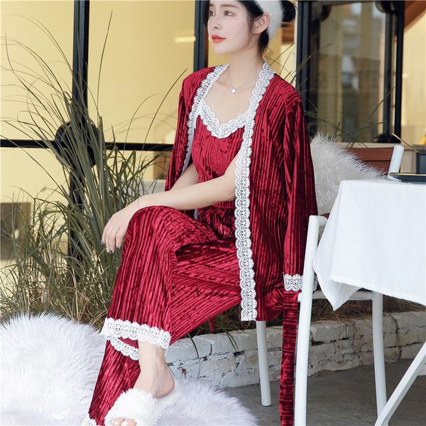 ladies robe pajama set 3 pieces lace bathrobe set winter autumn sleepwear nightwear fashon indoor clothing for women l xl, Blue;gray
ladies robe pajama set 3 pieces lace bathrobe set winter autumn sleepwear nightwear fashon indoor clothing for women l xl, Blue;gray