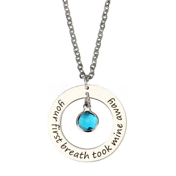 fashion simple stainless steel necklace 'your first breath took mine away 'blue crystal pendant silver necklace
fashion simple stainless steel necklace 'your first breath took mine away 'blue crystal pendant silver necklace