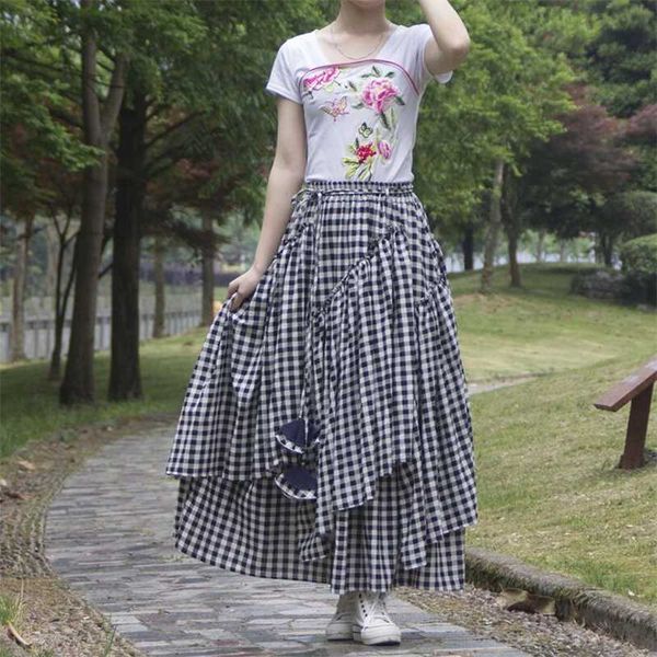 skirts long women elastic waist black white plaid cotton linen skirt ladies irregular vintage female 2021 autumn winter
skirts long women elastic waist black white plaid cotton linen skirt ladies irregular vintage female 2021 autumn winter