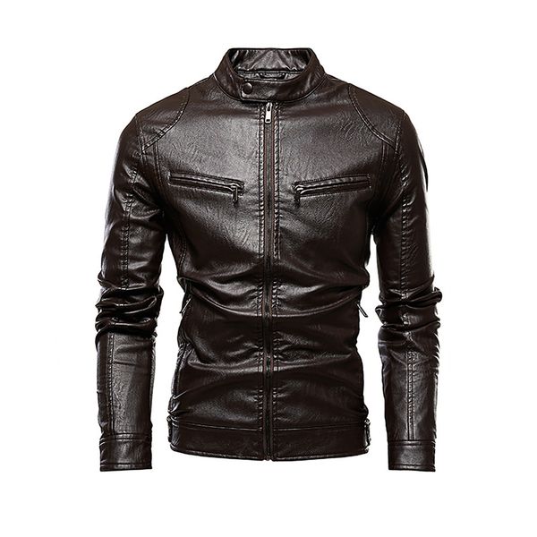 desinger pu leather fleece coats long sleeve fashion stand collar zipper casual apparel mans outerwear with pockets, Black
desinger pu leather fleece coats long sleeve fashion stand collar zipper casual apparel mans outerwear with pockets, Black