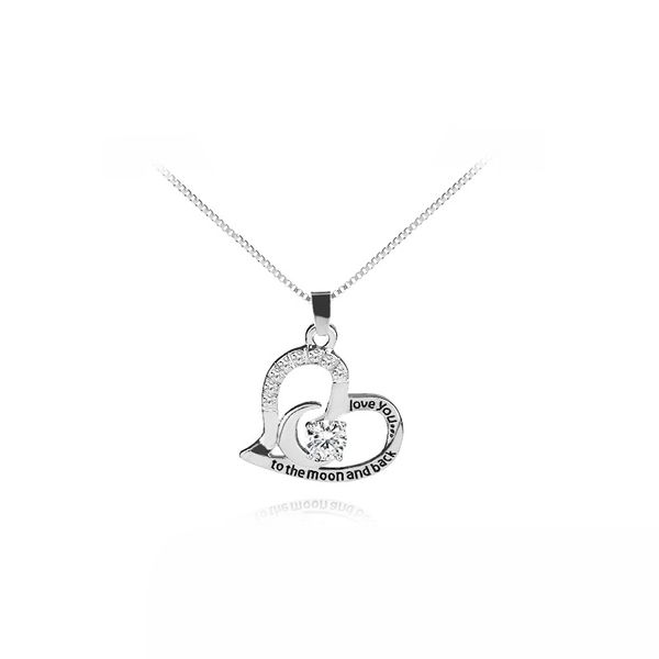 new silver plated jewelry heart charm love you to the moon and back pendant necklaces
new silver plated jewelry heart charm love you to the moon and back pendant necklaces