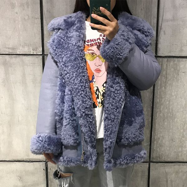 ladies suede jacket women lamb fur jacket shearling outwear, Black
ladies suede jacket women lamb fur jacket shearling outwear, Black