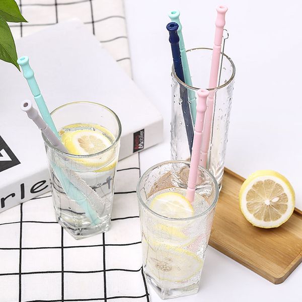 

1pc reusable folding drinking straws collapsible silicone straw with carrying case and cleaning brush travel bar tools