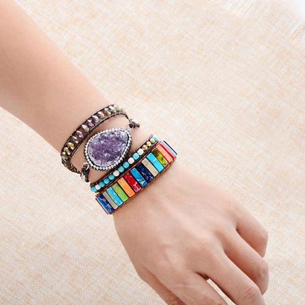 exotic bracelet jewelry handmade multi color natural stone tube beads leather wrap bracelet couples bracelets dropshipping, Black
exotic bracelet jewelry handmade multi color natural stone tube beads leather wrap bracelet couples bracelets dropshipping, Black