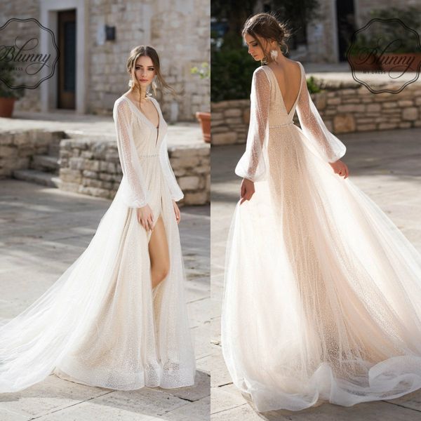 naviblue bohemian wedding dresses 2019 lace a line sweep train high split v neck boho wedding gowns long sleeve plus size bridal dress, White
naviblue bohemian wedding dresses 2019 lace a line sweep train high split v neck boho wedding gowns long sleeve plus size bridal dress, White