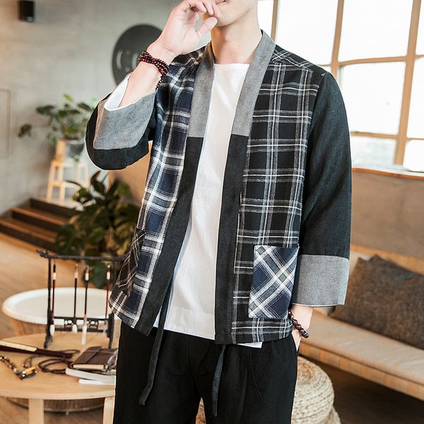 2019 vintage kimono jacket men cotton linen jackets patchwork plaid coat casual chinese traditional retro male jacket, Black;brown
2019 vintage kimono jacket men cotton linen jackets patchwork plaid coat casual chinese traditional retro male jacket, Black;brown