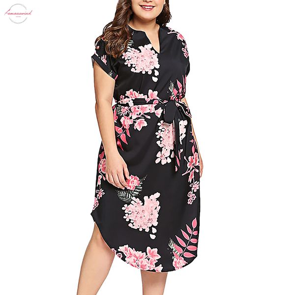 2020 new fashion ladies large size v neck short sleeved belt print dress fashion floral dress dresses women summer plus size, Black;gray
2020 new fashion ladies large size v neck short sleeved belt print dress fashion floral dress dresses women summer plus size, Black;gray