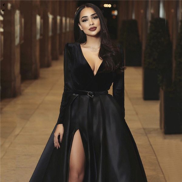 robe de soriee dubai black velvet v-neck evening dresses long sleeves simple burgundy/black prom formal dress 2020, White;black
robe de soriee dubai black velvet v-neck evening dresses long sleeves simple burgundy/black prom formal dress 2020, White;black
