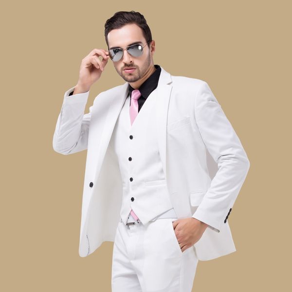white wedding groom tuxedos peaked lapel three piece custom made evening party men suits 2019 jacket pants vest (jacket + pants + vest, Black;gray
white wedding groom tuxedos peaked lapel three piece custom made evening party men suits 2019 jacket pants vest (jacket + pants + vest, Black;gray