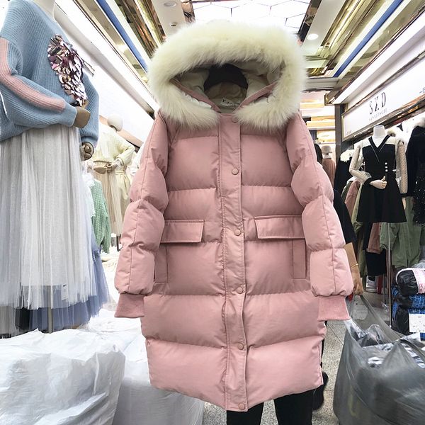 autumn winter women pink down cotton jackets medium-long loose fur collar hooded wadded jacket casual female warm parkas, Black
autumn winter women pink down cotton jackets medium-long loose fur collar hooded wadded jacket casual female warm parkas, Black