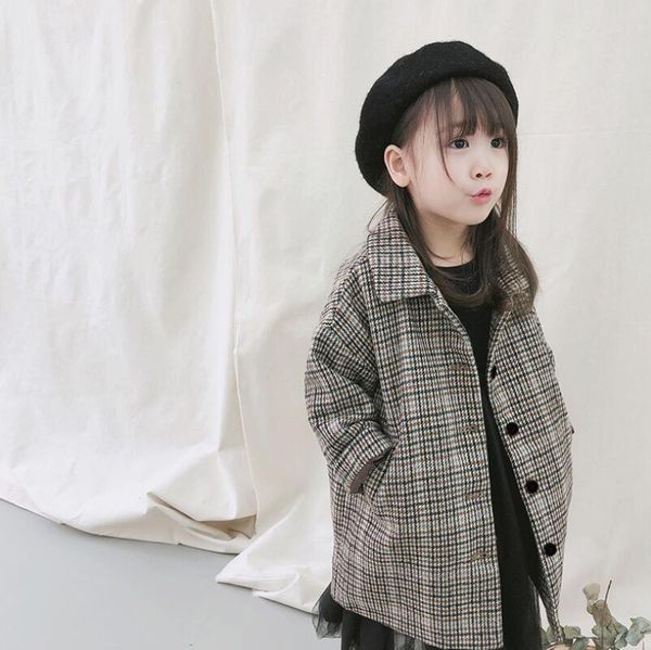 ins thousand bird plaid children's coat girl's winter coat autumn winter woolen coat new style, Blue;gray
ins thousand bird plaid children's coat girl's winter coat autumn winter woolen coat new style, Blue;gray
