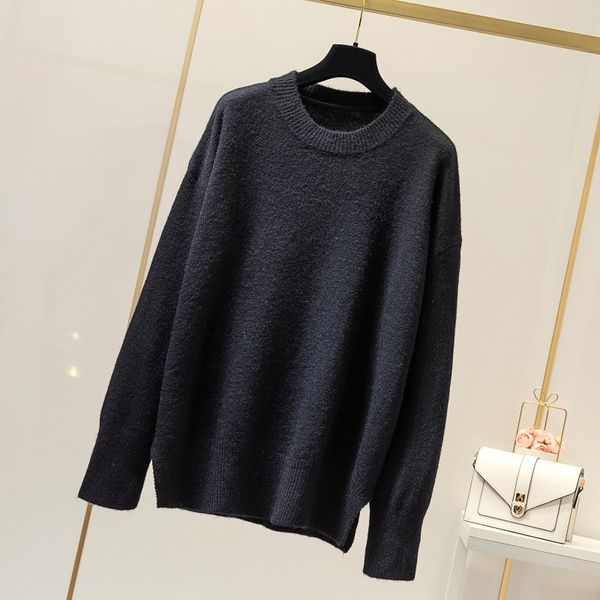 five colors o-neck casual jumper solid loose fashion winter women pull femme knitted sweater pullover new 2019 female, White;black
five colors o-neck casual jumper solid loose fashion winter women pull femme knitted sweater pullover new 2019 female, White;black