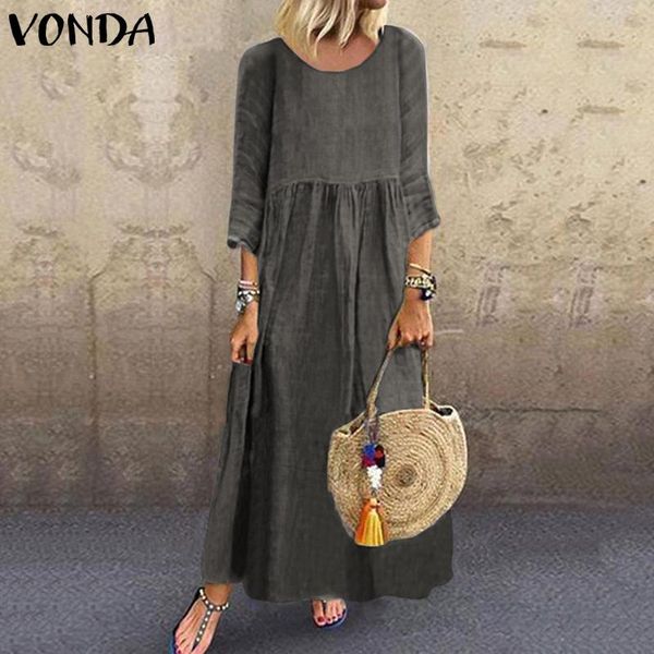 vonda women dress vintage 3/4 sleeve swing party maxi long dress 2020 summer sundress bohemian holiday vestidos robe femme s-5xl, Black;gray
vonda women dress vintage 3/4 sleeve swing party maxi long dress 2020 summer sundress bohemian holiday vestidos robe femme s-5xl, Black;gray