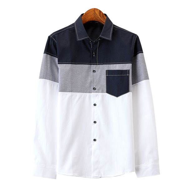 men's casual shirts long-sleeved shirt large size stitching fashion wild high-quality, White;black
men's casual shirts long-sleeved shirt large size stitching fashion wild high-quality, White;black