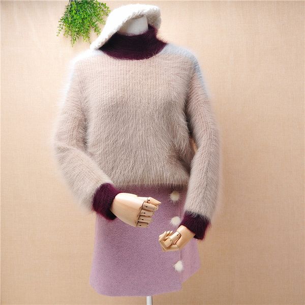 casual fashion female woman short style cropped medium turtleneck long sleeved loose pullover angora fur knitted winter jumper, White;black
casual fashion female woman short style cropped medium turtleneck long sleeved loose pullover angora fur knitted winter jumper, White;black