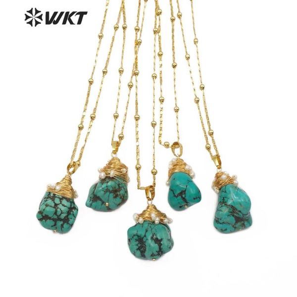 wt-n1153 wkt natural turqupises pendant raw howlite stone with brass wire warpped women fashion necklace, Silver
wt-n1153 wkt natural turqupises pendant raw howlite stone with brass wire warpped women fashion necklace, Silver