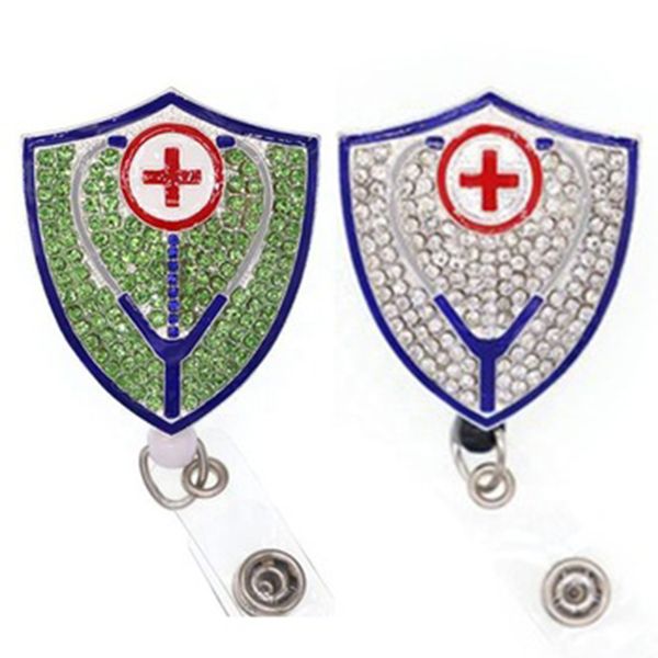 50pcs/lot key rings rhinesotne green shield shape badge reel holder with alligator clip medical retractable id name badge reels, Slivery;golden
50pcs/lot key rings rhinesotne green shield shape badge reel holder with alligator clip medical retractable id name badge reels, Slivery;golden