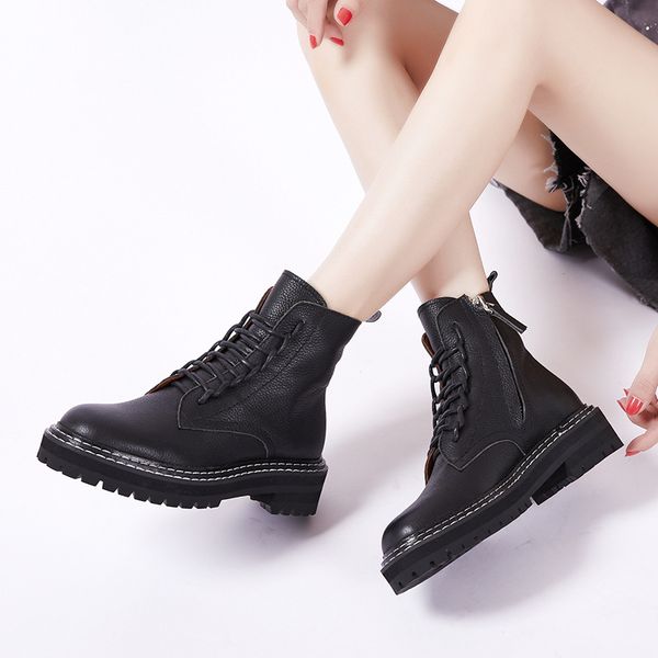 women new autumn martin boots female thick bottom leather spring casual outdoor motorcycle boots women genuine leather shoes, Black
women new autumn martin boots female thick bottom leather spring casual outdoor motorcycle boots women genuine leather shoes, Black