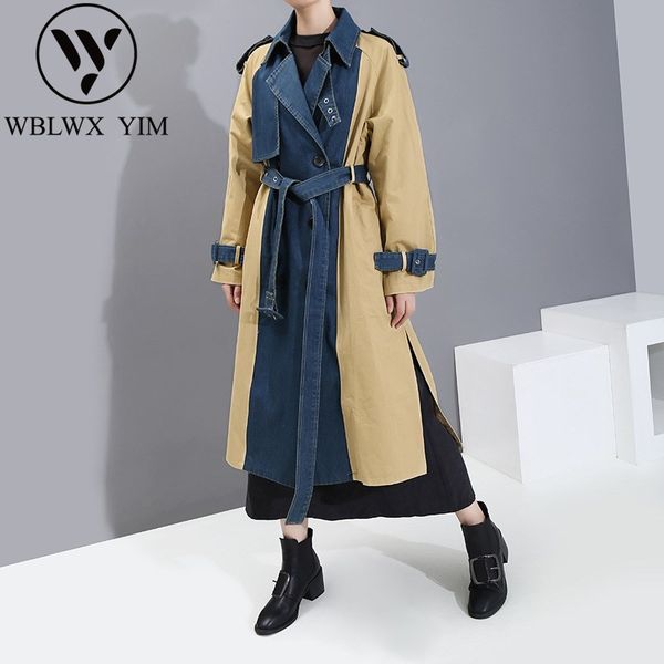 fashion denim splice trench coat women double breasted belt loose hooded long trench lady plus size casual autumn outerwear, Tan;black
fashion denim splice trench coat women double breasted belt loose hooded long trench lady plus size casual autumn outerwear, Tan;black