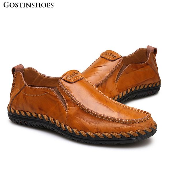 men casual leather shoes genuine leather moccasins men loafers driver moccasins shoes, Black