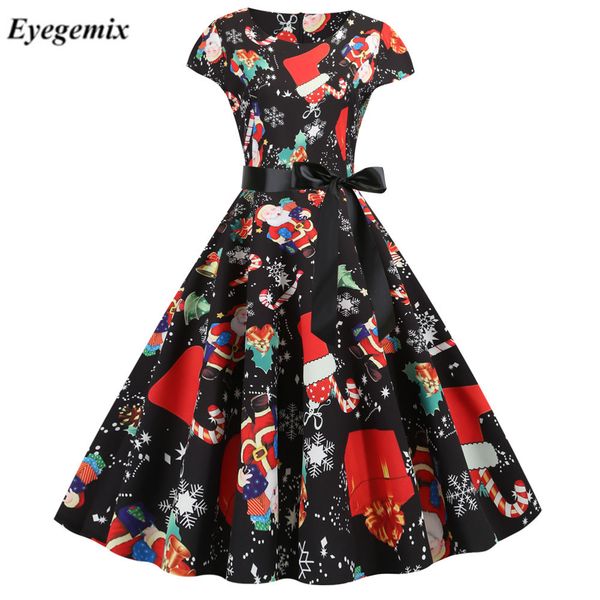 o-neck big swing vintage christmas dress women summer 50s 60s elegant party dresses casual short sleeve plus size printed dress, Black;gray
o-neck big swing vintage christmas dress women summer 50s 60s elegant party dresses casual short sleeve plus size printed dress, Black;gray