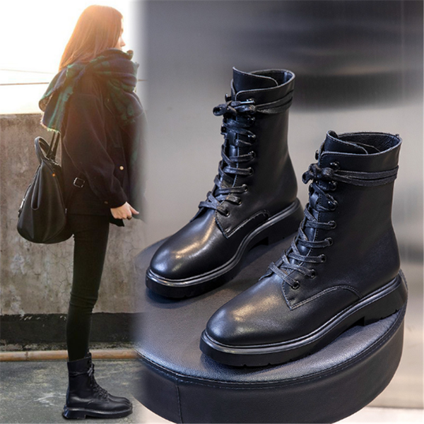 2019 autumn winter quality genuine leather fleece lining punk short boots lace up high heels women ankle boots party shoes woman, Black
2019 autumn winter quality genuine leather fleece lining punk short boots lace up high heels women ankle boots party shoes woman, Black
