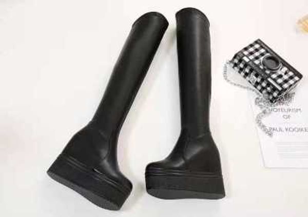 2019 autumn and winter new super high-heeled knee women's boots thick bottom increased leather boots with 13cm long, Black
2019 autumn and winter new super high-heeled knee women's boots thick bottom increased leather boots with 13cm long, Black