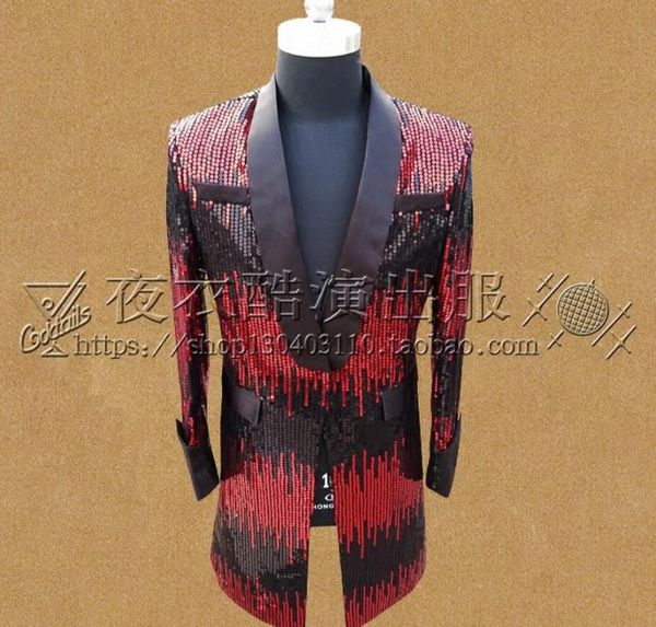 s-5xl new 2017 men's clothing fashion slim gradient of sequins long suit coat ds magician performanc plus size singer costumes, White;black
s-5xl new 2017 men's clothing fashion slim gradient of sequins long suit coat ds magician performanc plus size singer costumes, White;black