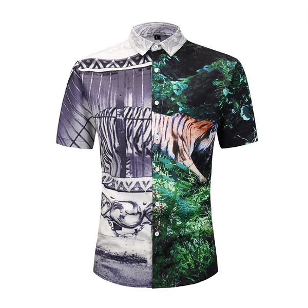 3d tiger hawaiian shirt men short sleeve tropical shirt funny animal print button down dress shirts funky summer casual blouse, White;black
3d tiger hawaiian shirt men short sleeve tropical shirt funny animal print button down dress shirts funky summer casual blouse, White;black