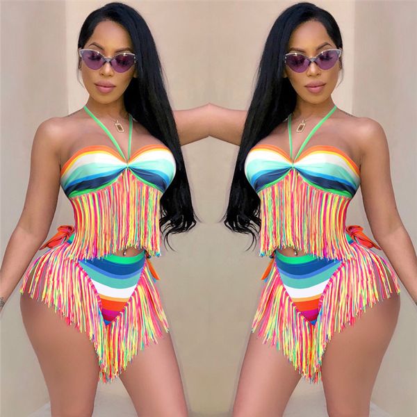 Sexy 2Pcs Tassel Womens Bikinis Summer Halter Panelled Backless Swimwear Womens Bathing Suits Ladies Striped Skinny Swimwear
Sexy 2Pcs Tassel Womens Bikinis Summer Halter Panelled Backless Swimwear Womens Bathing Suits Ladies Striped Skinny Swimwear
