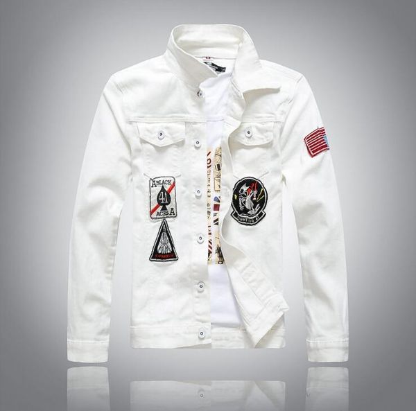 new white men's denim jacket fashion applique jeans jackets casual streetwear vintage mens jean clothing, Black;brown
new white men's denim jacket fashion applique jeans jackets casual streetwear vintage mens jean clothing, Black;brown