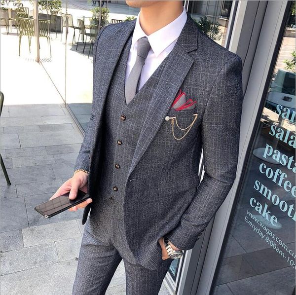jacket+pants+vest)2019 single button men suits fashion grey men's slim fit business wedding party tuxedo suits blazer masculino, White;black
jacket+pants+vest)2019 single button men suits fashion grey men's slim fit business wedding party tuxedo suits blazer masculino, White;black
