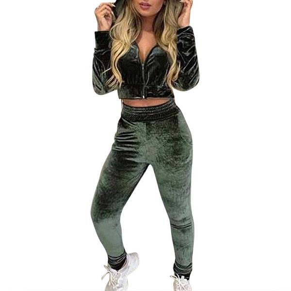 women solid gold velvet suit 2pcs fashion zipper cropped and pants sport set for female ourdoor running jogging clothes, Black;blue
women solid gold velvet suit 2pcs fashion zipper cropped and pants sport set for female ourdoor running jogging clothes, Black;blue