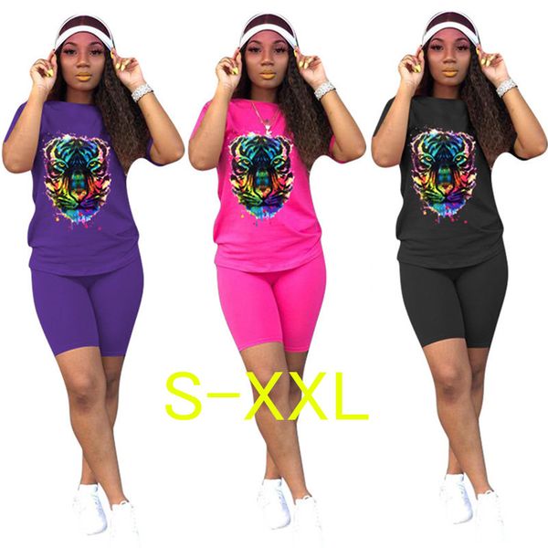 tiger head womens two pieces outfits summer trendy printing tracksuit short sleeve t-shirt + shorts sets casual sports jogger suit d61004, White
tiger head womens two pieces outfits summer trendy printing tracksuit short sleeve t-shirt + shorts sets casual sports jogger suit d61004, White