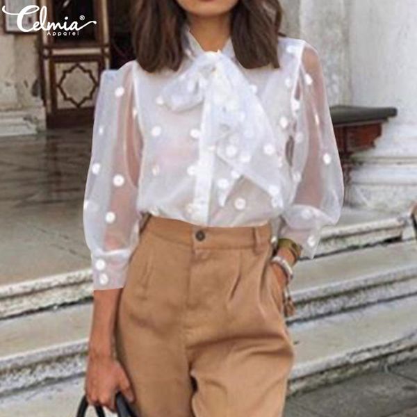 celmia women polka dot blouse 2019 fashion shirts see-through sheer ladies casual bow tie buttons female blusas s-5xl, White
celmia women polka dot blouse 2019 fashion shirts see-through sheer ladies casual bow tie buttons female blusas s-5xl, White