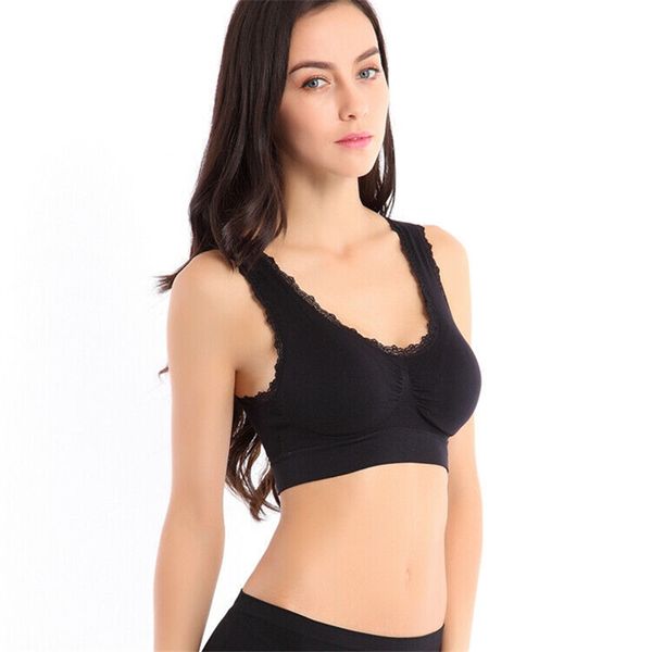 women lace one piece bra seamless wire soft comfort tanks underwear sportswear female vests bras padded, Black;white
women lace one piece bra seamless wire soft comfort tanks underwear sportswear female vests bras padded, Black;white