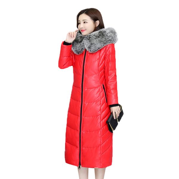 women autumn winter outerwear coats long large size fur collar warm parkas fashion new female genuine leather down jacket f9, Black
women autumn winter outerwear coats long large size fur collar warm parkas fashion new female genuine leather down jacket f9, Black