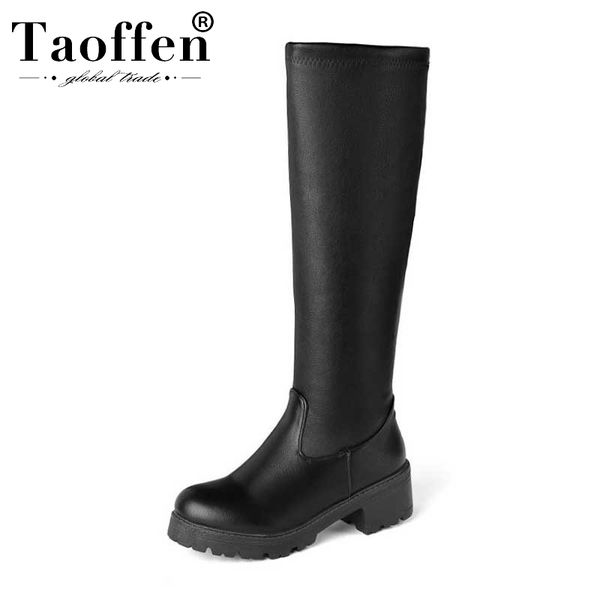 taoffen 2020 women knee high boots platform chunky heels straught boots winter round toe simple footwear size 34-44, Black
taoffen 2020 women knee high boots platform chunky heels straught boots winter round toe simple footwear size 34-44, Black