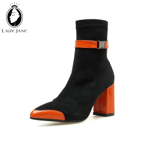 lady jane splice mixed colors socks boots women 2019 pointed toe high heel stretch suede winter shoes buckle casual dress shoes, Black
lady jane splice mixed colors socks boots women 2019 pointed toe high heel stretch suede winter shoes buckle casual dress shoes, Black
