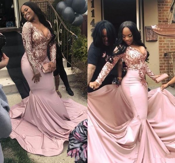 african mermaid prom dresses deep v neck sequins appliques long sleeves evening dress satin long black girls formal cocktail party gowns, Black;red
african mermaid prom dresses deep v neck sequins appliques long sleeves evening dress satin long black girls formal cocktail party gowns, Black;red