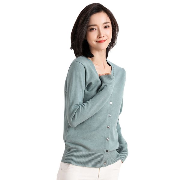 in autumn europe and the united states joker v-neck knitted cardigan women's solid color long sleeve women's knitted sweater, White
in autumn europe and the united states joker v-neck knitted cardigan women's solid color long sleeve women's knitted sweater, White