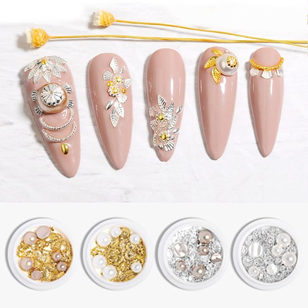 1 box nail art decoration jewely baroque style metal rivets half round pearl mixed diy glitter nail decor accessories, Silver;gold
1 box nail art decoration jewely baroque style metal rivets half round pearl mixed diy glitter nail decor accessories, Silver;gold