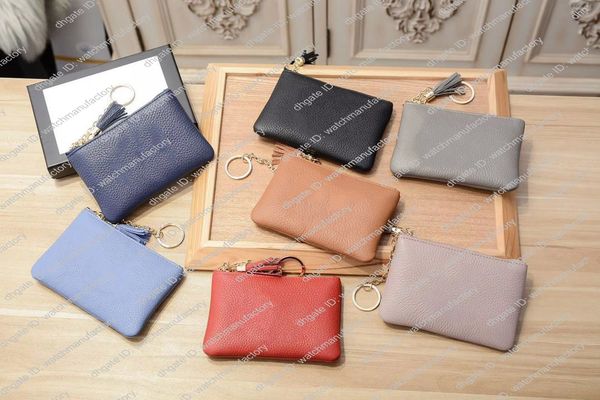 luxury designer genuine leather short wallet solid color cow skin tassel zippy small coin purse golden metal mini bag black beige red green, Red;black
luxury designer genuine leather short wallet solid color cow skin tassel zippy small coin purse golden metal mini bag black beige red green, Red;black