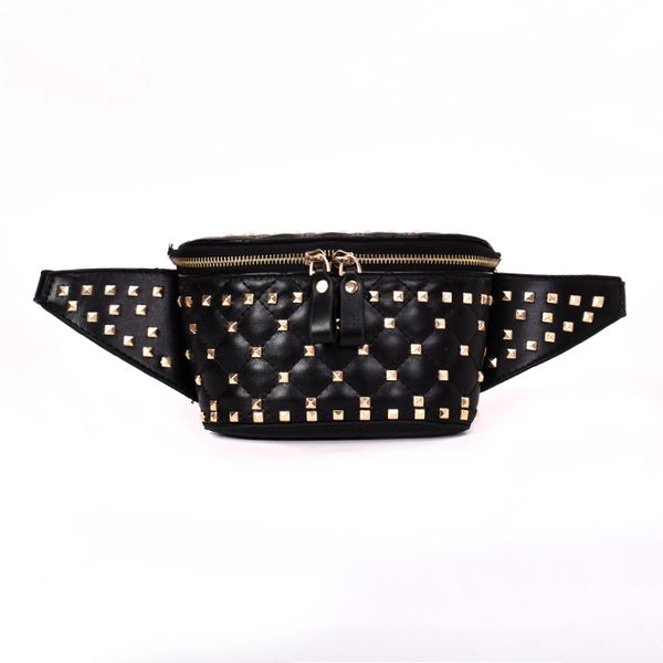 women fashion rivet decorative waist bags pu messenger bag portable chest female waist packs black bags
women fashion rivet decorative waist bags pu messenger bag portable chest female waist packs black bags