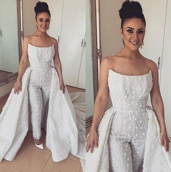 luxury jumpsuits prom dresses with detachable train strapless vestidos de fiesta appliqued lace evening dresses with overskirt 2019, Black
luxury jumpsuits prom dresses with detachable train strapless vestidos de fiesta appliqued lace evening dresses with overskirt 2019, Black