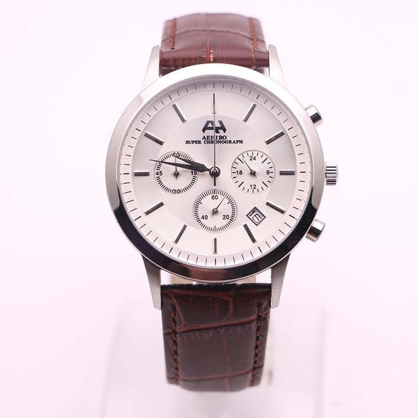 2020 aehibo quartz battery mens watch watches 43mm white dial chronograph wristwatches leather band with pin buckle, Slivery;brown
2020 aehibo quartz battery mens watch watches 43mm white dial chronograph wristwatches leather band with pin buckle, Slivery;brown
