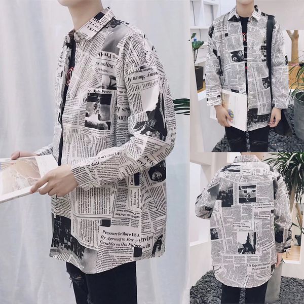 cotton blend newspaper printing casual boy fashion square neck male clothes slim fit long sleeve men shirts splicing spring, White;black
cotton blend newspaper printing casual boy fashion square neck male clothes slim fit long sleeve men shirts splicing spring, White;black