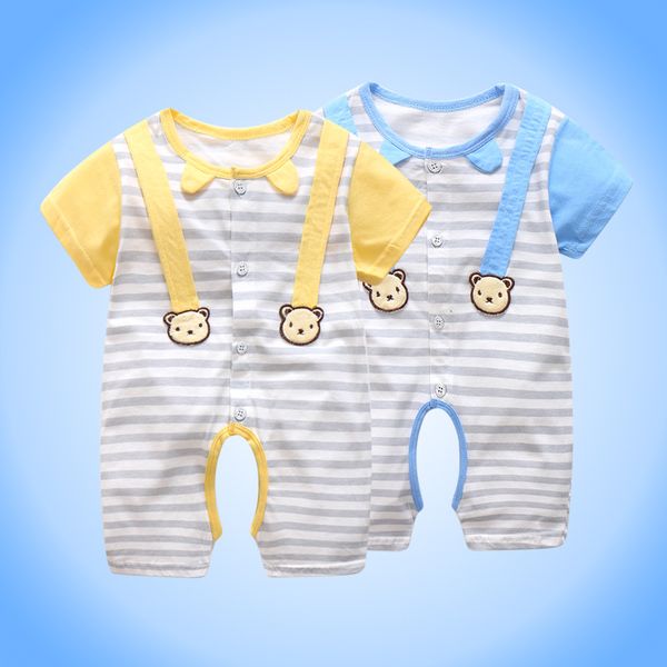 Summer Baby Cartoon Bear False Suspender Romper for Men And Women Baby Cotton Coveralls Summer New Short Sleeve Climbing Clothes
Summer Baby Cartoon Bear False Suspender Romper for Men And Women Baby Cotton Coveralls Summer New Short Sleeve Climbing Clothes