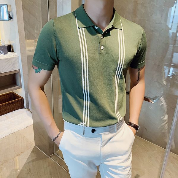 ropa hombre men's short-sleeved 2020 summer knitted shirt contrast color stripe british slim lapel ice silk ropa de hombre, White;black
ropa hombre men's short-sleeved 2020 summer knitted shirt contrast color stripe british slim lapel ice silk ropa de hombre, White;black