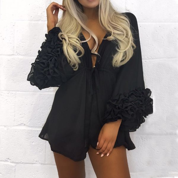 fashion women long sleeve swimm cover up coat holiday beach cover-up clothes thin transparent flare sleeve ruffled coats, Black;brown
fashion women long sleeve swimm cover up coat holiday beach cover-up clothes thin transparent flare sleeve ruffled coats, Black;brown